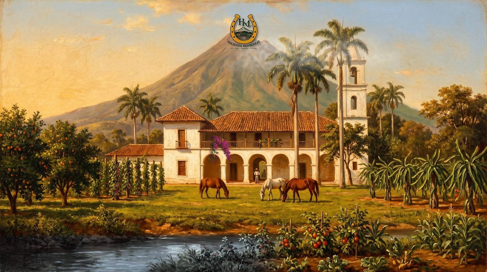 Hacienda Monserrat — óleo con sus plantaciones